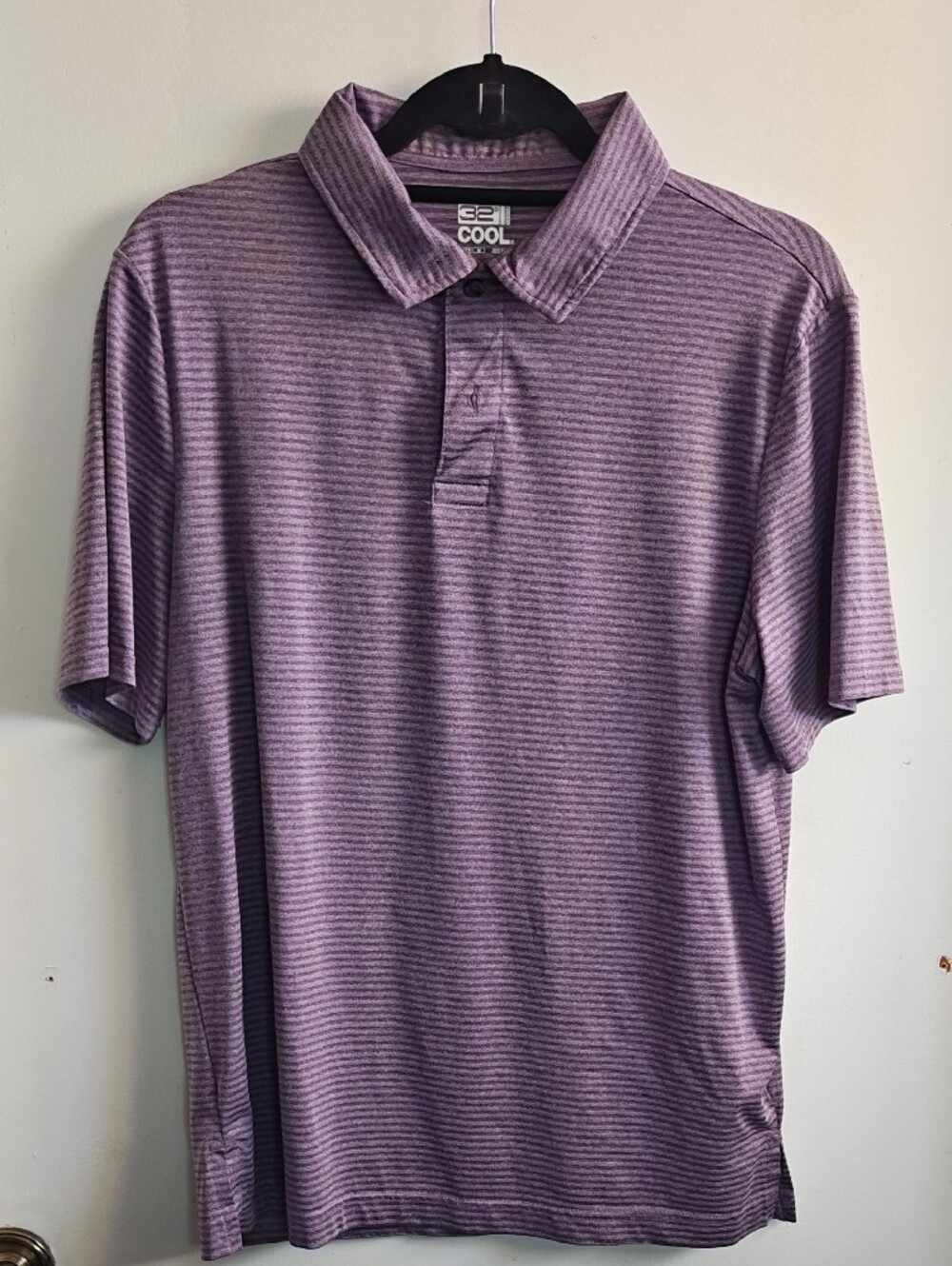 32 Degrees Lavender Striped Performance Polo - Picture 4 of 6